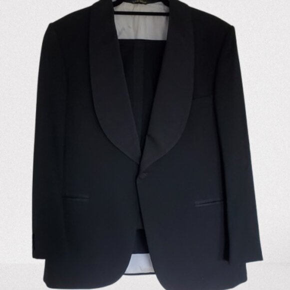 Vintage Lord West Black Tuxedo 2-Piece Men's Shawl Lapel Size 43 - Picture 1 of 10